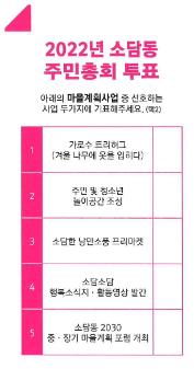 2022년 소담동 주민총회 마을계획사업 투표지