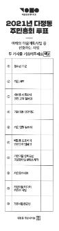 2021년 다정동 주민총회 마을계획사업 투표지