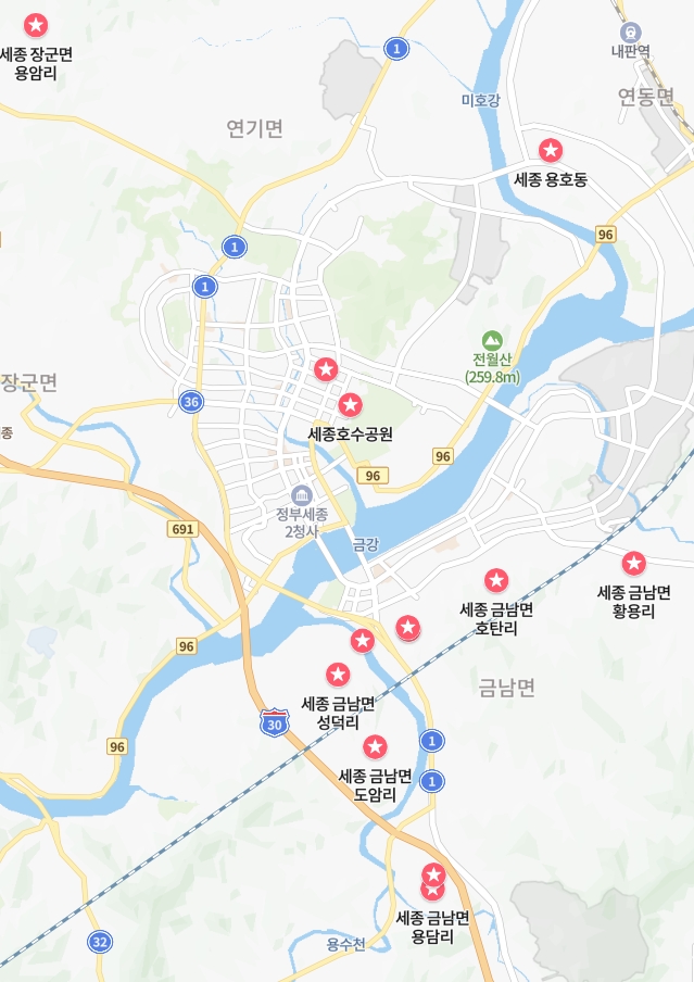 금남면 내 용자 포함 마을